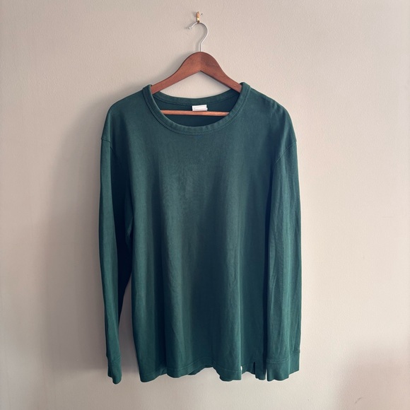 Zara Tops - Zara Forest Green Heavy Cotton Crew Neck Long Sleeve Shirt